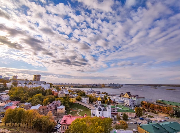 Panoramablick auf Nischni Nowgorod aus der Höhe