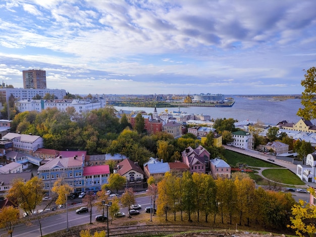 Panoramablick auf Nischni Nowgorod aus der Höhe