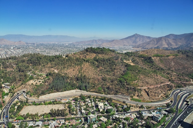 Panoramablick auf Santiago von Torre Costanera in Chile