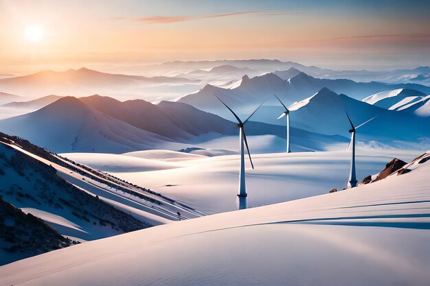 Panoramablick auf Windpark oder Windpark mit hohen Windturbinen zur Stromerzeugung mit