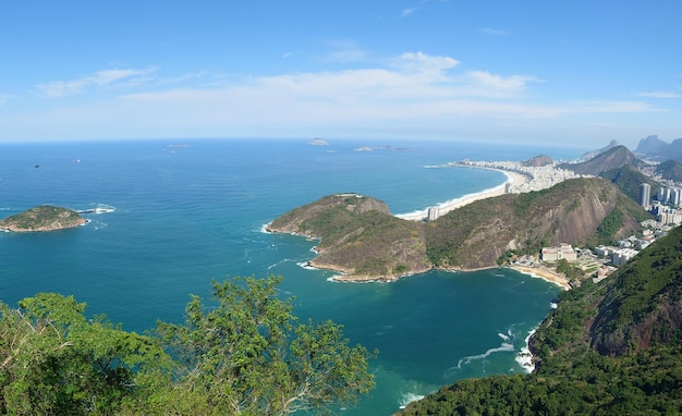 Panoramablick aus der Luft von der Spitze des Sugarloaf Mountain in der Stadt Rio de Janeiro