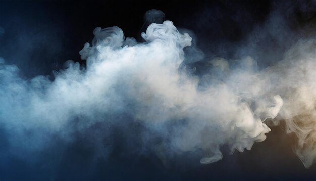 Foto panoramablick der abstrakten nebel- oder rauchbewegung auf schwarzem hintergrund weißer wolkennebel