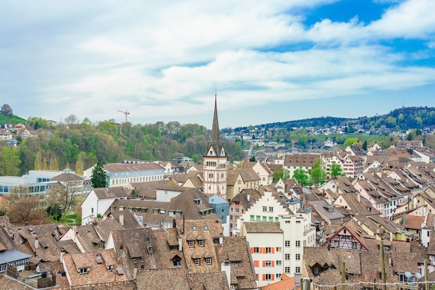 Panoramablick der alten Stadt von Schaffhausen, die Schweiz von Munot-Festung.