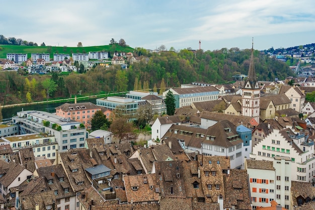 Panoramablick der alten Stadt von Schaffhausen, die Schweiz von Munot-Festung.