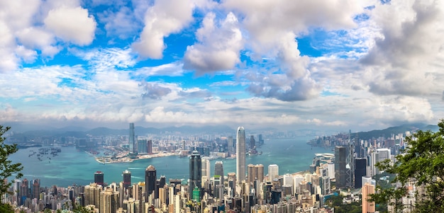 Panoramablick des Geschäftsviertels Hong Kong in China