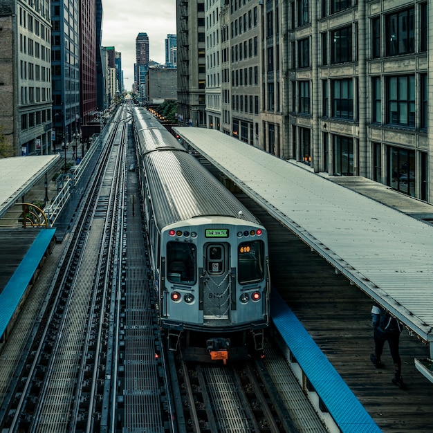 Panoramablick des Hochbahnzuges in Chicago