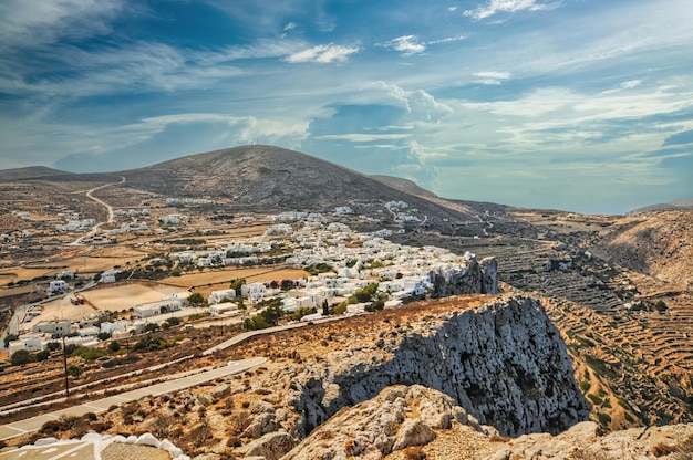 Panoramablick Dorf Chora in Folegandros