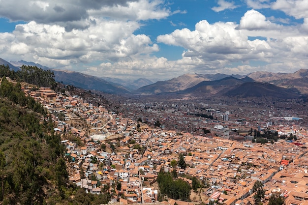 Panoramablick historisches Zentrum Cusco Peru Anden Berge