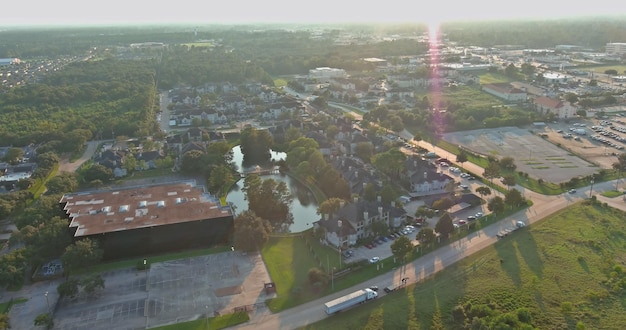 Panoramablick westlich der Innenstadt von Houston Texas in der Ferne