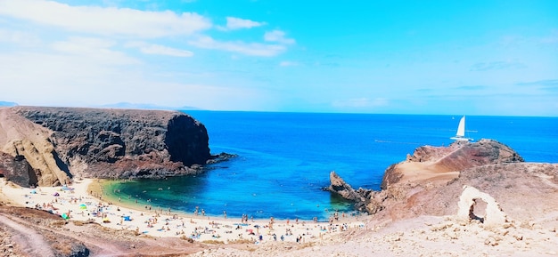 Panorâmica da praia de Papagayo em Lanzarote