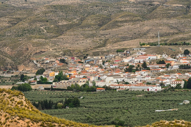 Panorâmica de uma pequena cidade rural