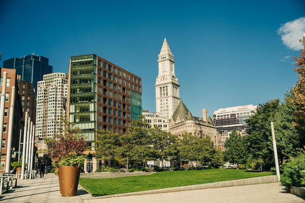 Foto panorámica pintoresca del centro financiero de la ciudad de boston, estados unidos, 2 de septiembre de 2023