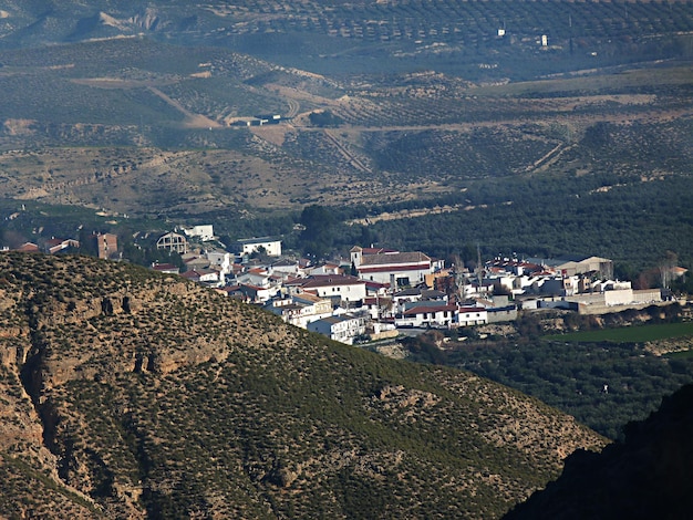 Panorámica de la rural y romántica Villa de Villanueva de las Torres, Granada - España