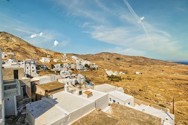 Panoramische Ansicht von Chora in Serifos-Insel Griechenland