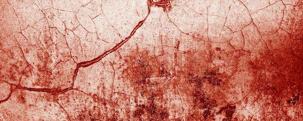 Panoramische rote Wand Grunge Textur Abstrakt beängstigender Beton Horror Zement für den Hintergrund