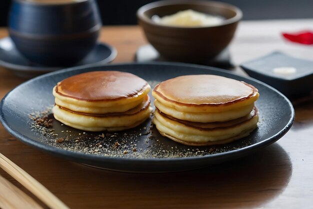 Foto panquecas dorayaki recheadas com baunilha comida japonesa