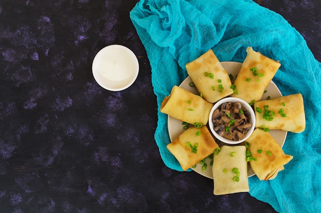 Panqueques con champiñones