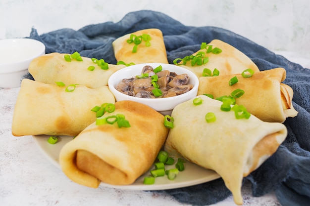 Panqueques con champiñones