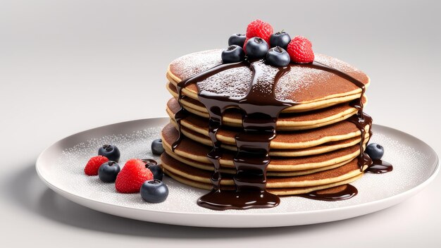 panqueques de chocolate en un fondo blanco aislado