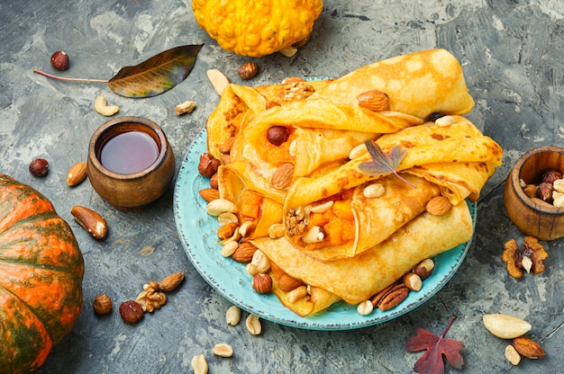 Panqueques rellenos de calabaza