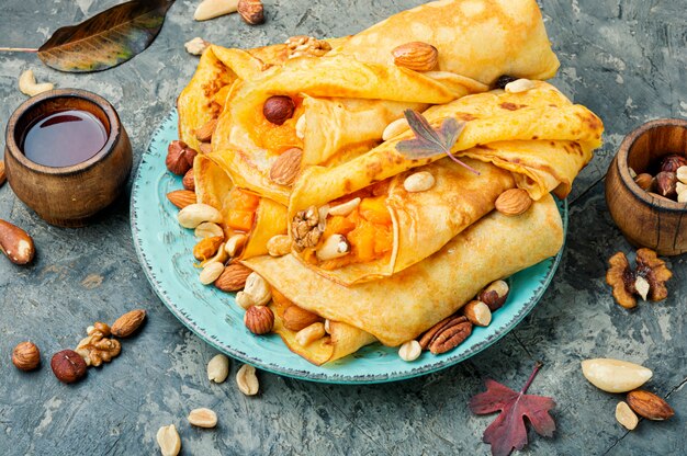 Panqueques rellenos de calabaza