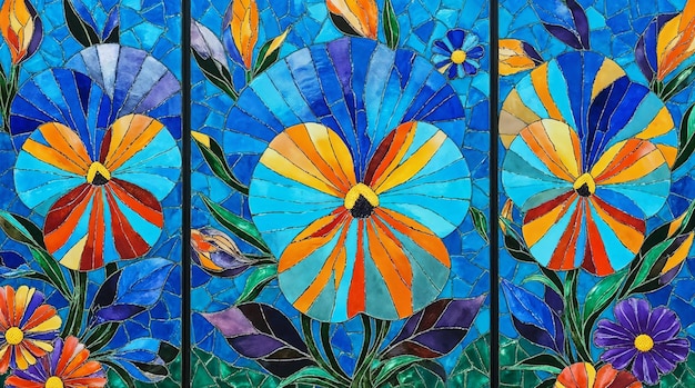 Pansios de vidrio pintado: un colorido mosaico floral