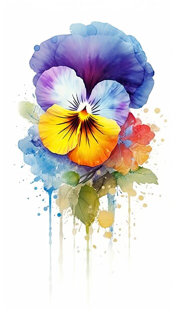 Foto pansy blume isoliert auf weißem hintergrund schöne blühende pflanze generative ki-kunst