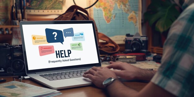 Pantalla de ayuda en el sitio web proporciona respuesta a las preguntas más frecuentes