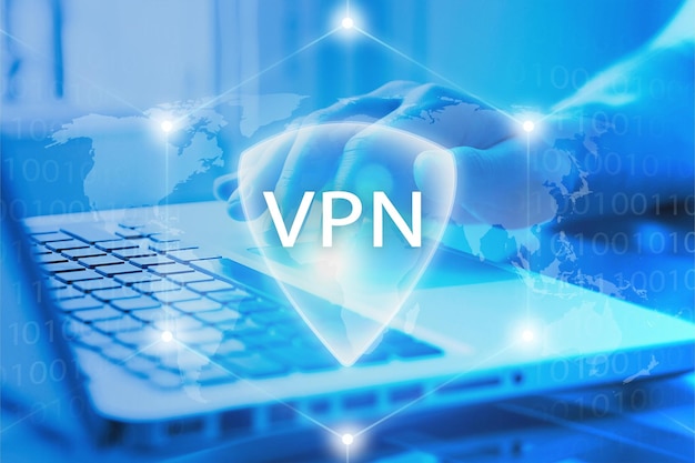 Una pantalla azul con la palabra vpn en ella