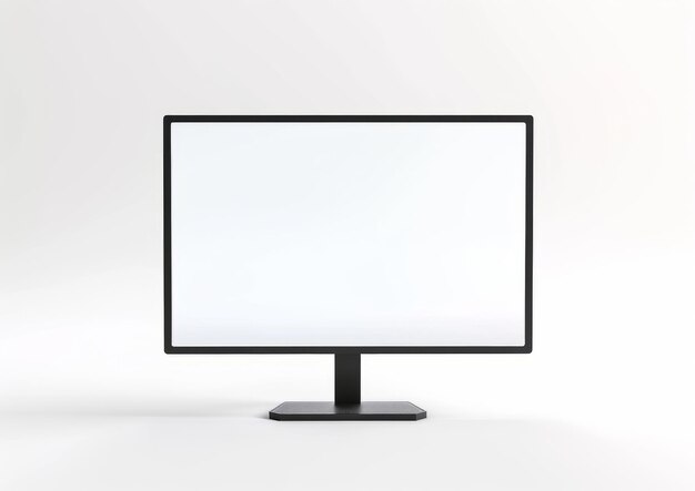 Pantalla blanca del monitor de la computadora sobre un fondo blanco
