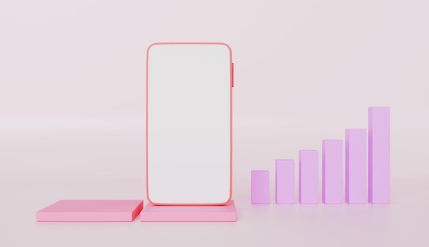 Pantalla blanca del teléfono inteligente opuesta al gráfico de barras ordenar alta baja pantalla blanca del smartphone