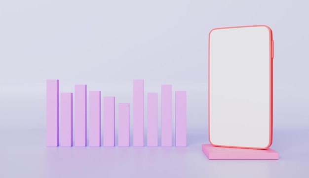 Pantalla blanca del teléfono inteligente opuesta al gráfico de barras ordenar alta baja pantalla blanca del smartphone