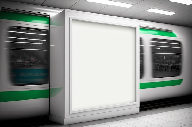 Pantalla de caja de luz con espacio en blanco para publicidad, diseño de maqueta de Subway