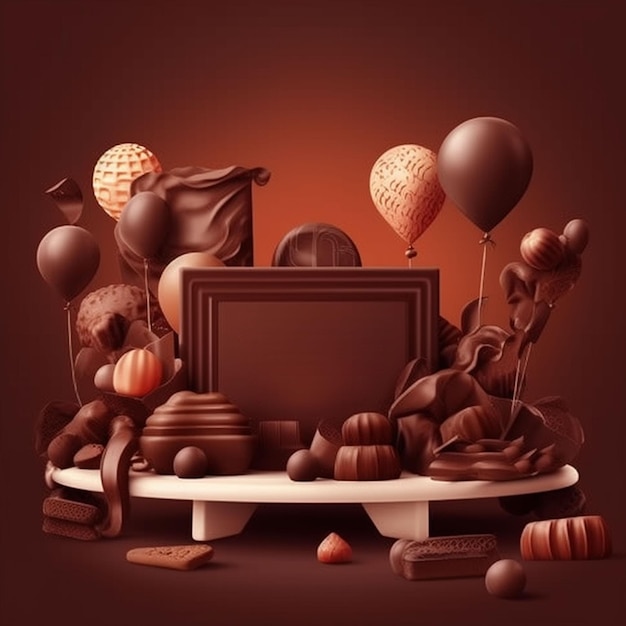 Una pantalla de chocolate con un letrero que dice "chocolate"