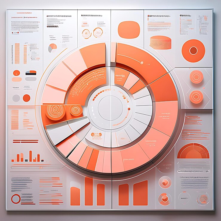 Foto una pantalla de un círculo naranja y blanco colorido con un diagrama de la palabra quot la palabra quot