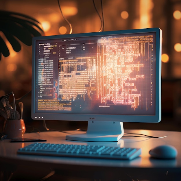 Pantalla de computadora con código de lenguaje de programación de códigos