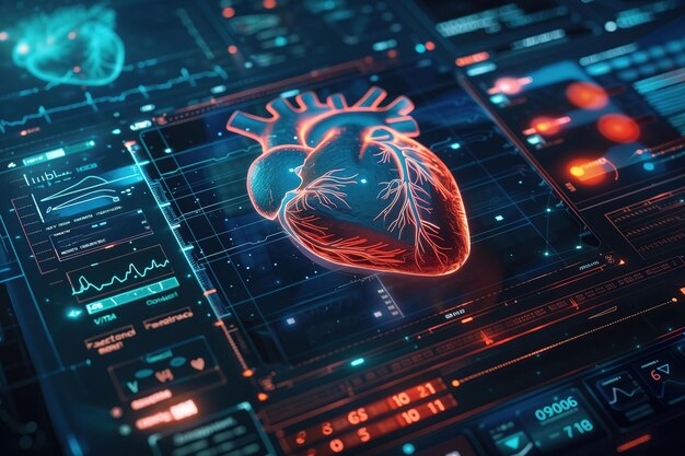 Una pantalla de computadora con un corazón en ella cardiología