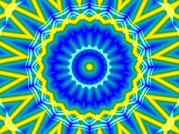 una pantalla de computadora con un diseño azul amarillo y amarillo