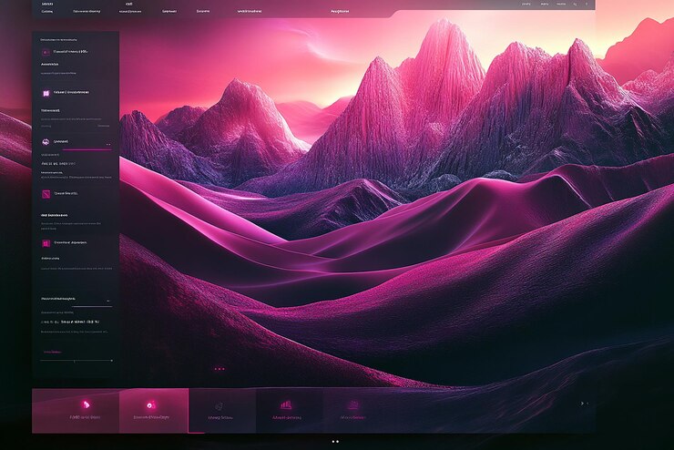 Foto una pantalla de computadora con un fondo púrpura y un atardecer púrpula y rosa