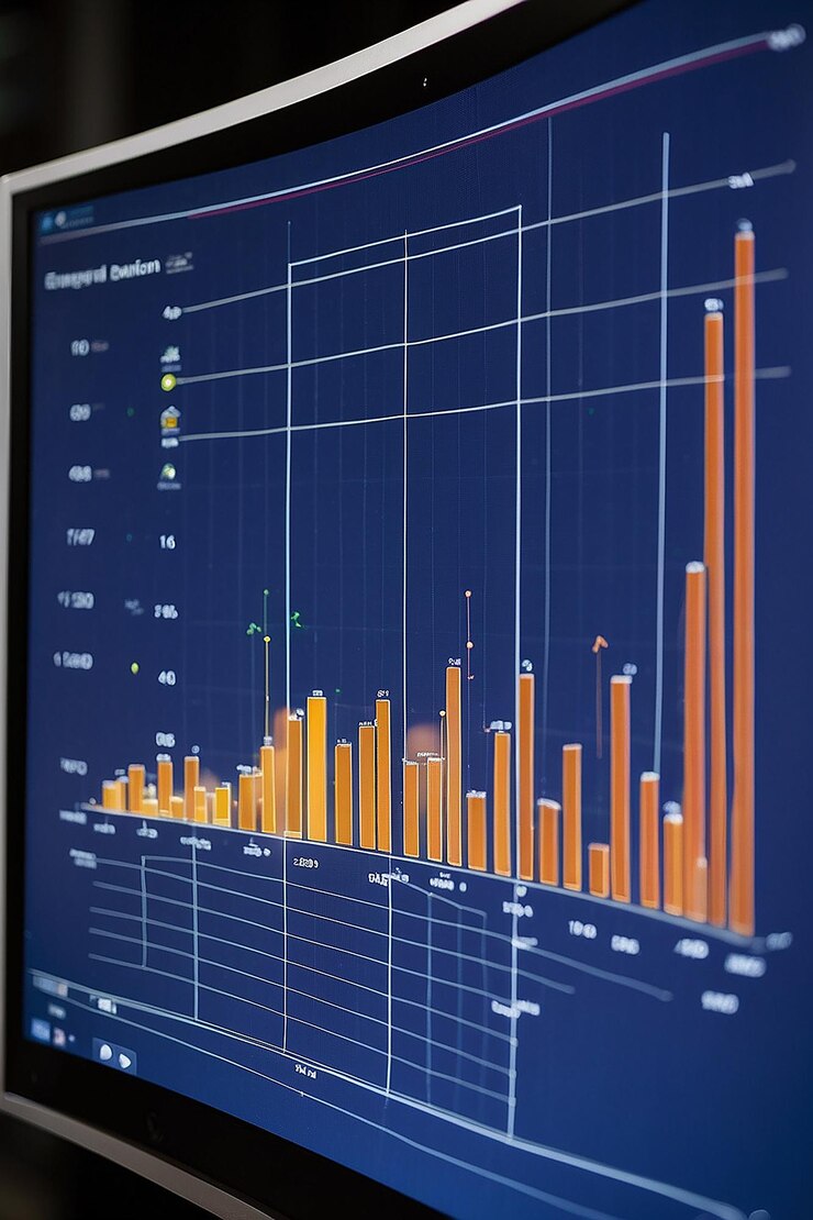 Foto una pantalla de computadora con un gráfico y la palabra datos en ella