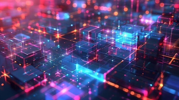 una pantalla de computadora con luces brillantes y un fondo colorido