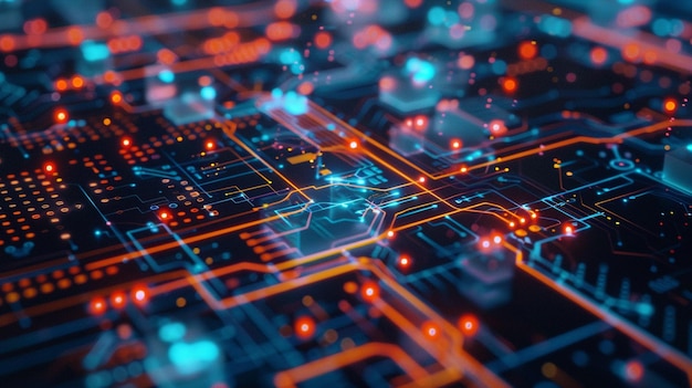 una pantalla de computadora con las luces rojas y azules en ella