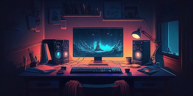 Una pantalla de computadora con una luz azul que dice 'el juego está en ella'