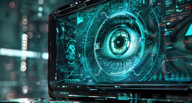 Foto una pantalla de computadora con un ojo