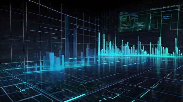 una pantalla de computadora con la palabra gráfico en él elementos de datos digitales y gráficos holográficos