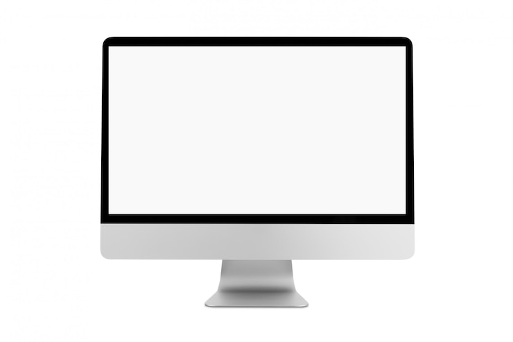 Foto pantalla de computadora de pantalla blanca en blanco