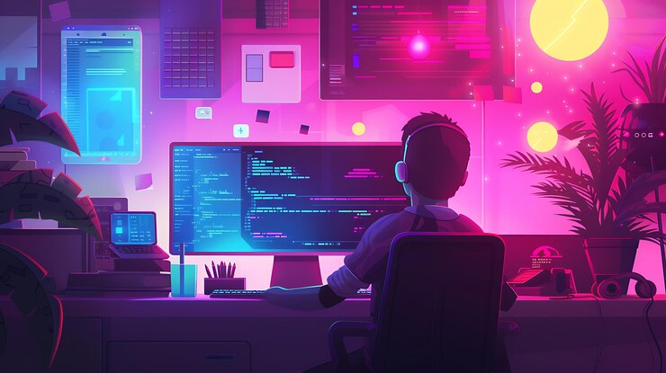 Foto una pantalla de computadora con una persona sentada delante de ella