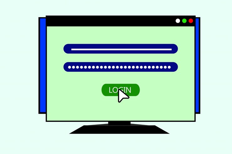 Foto pantalla de computadora portátil que muestra la página de inicio de sesión con nombre de usuario y contraseña