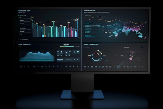 Pantalla de computadora que muestra múltiples informes financieros y gráficos y pastel para la gestión empresarial