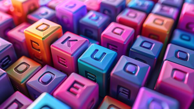 Una pantalla de cubos vibrante con la palabra cubos impresos en ella Generative Ai